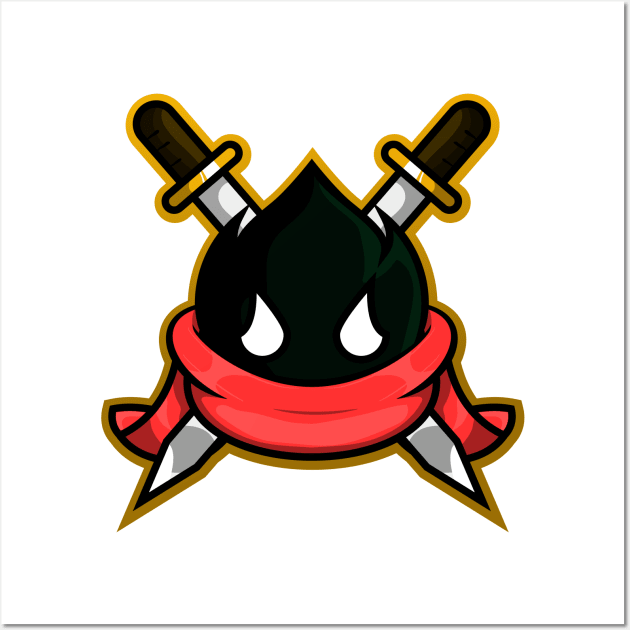 black monster knight sword with red scarf vector character Wall Art by fandi.creations